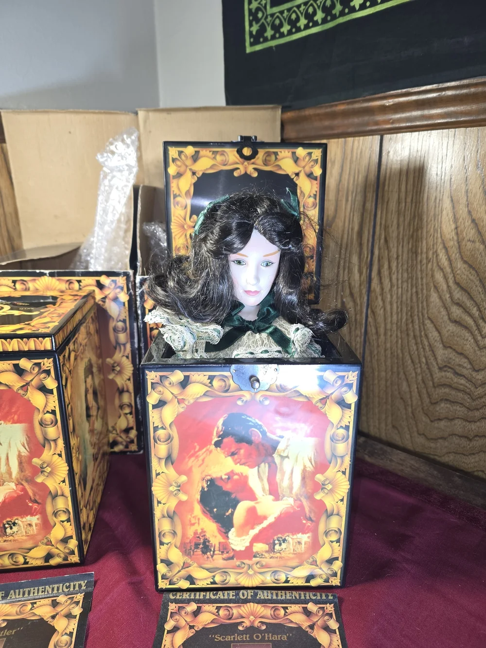 Enesco Scarlett O'Hara and Rhett Butler Musical Jack-in-the-Box Set W/COA